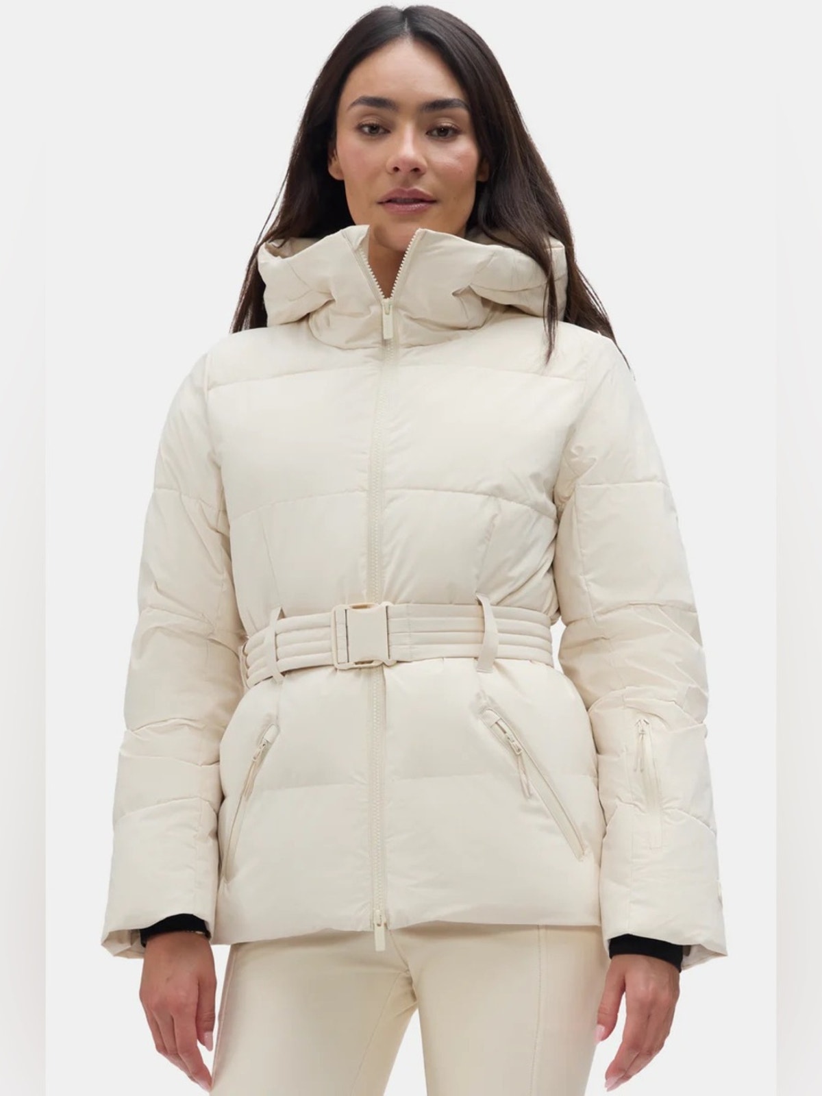 Halfways Hedy Belted Puffer Ski Jacket In Oat Milk S
